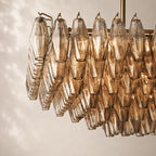 Chivara Amber Glass Tiered Rectangular Chandelier 74"