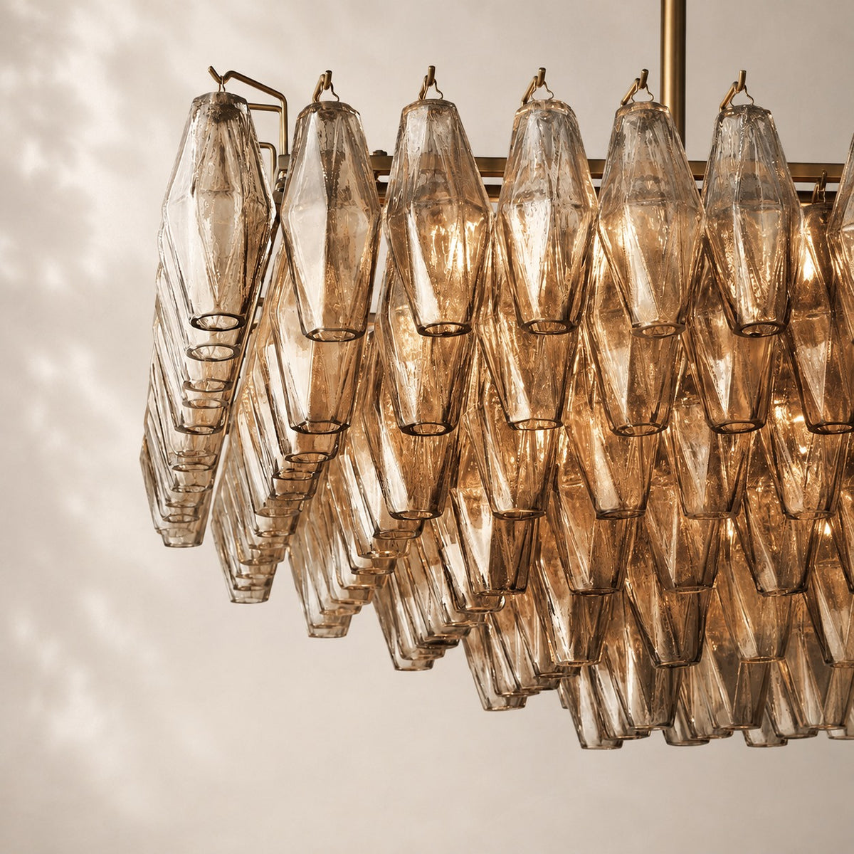 Chivara Amber Glass Tiered Rectangular Chandelier 74"