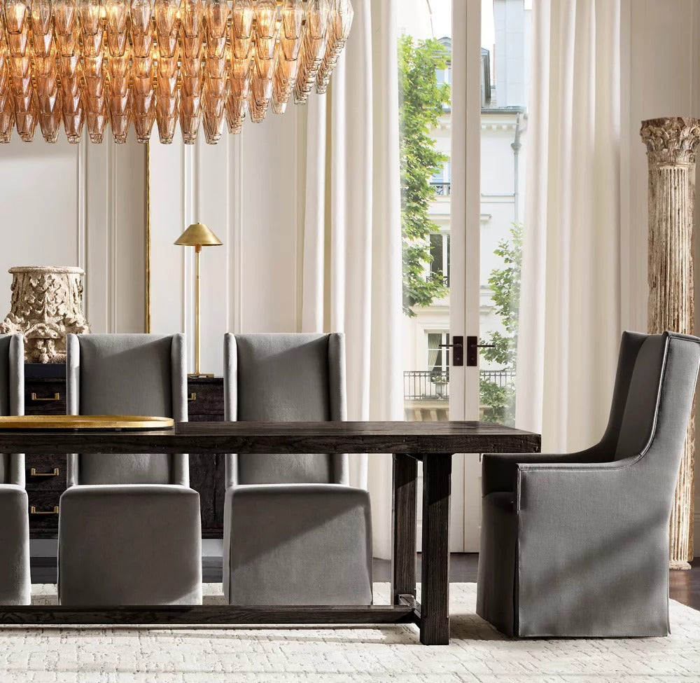 Chivara Amber Glass Tiered Rectangular Chandelier 74"