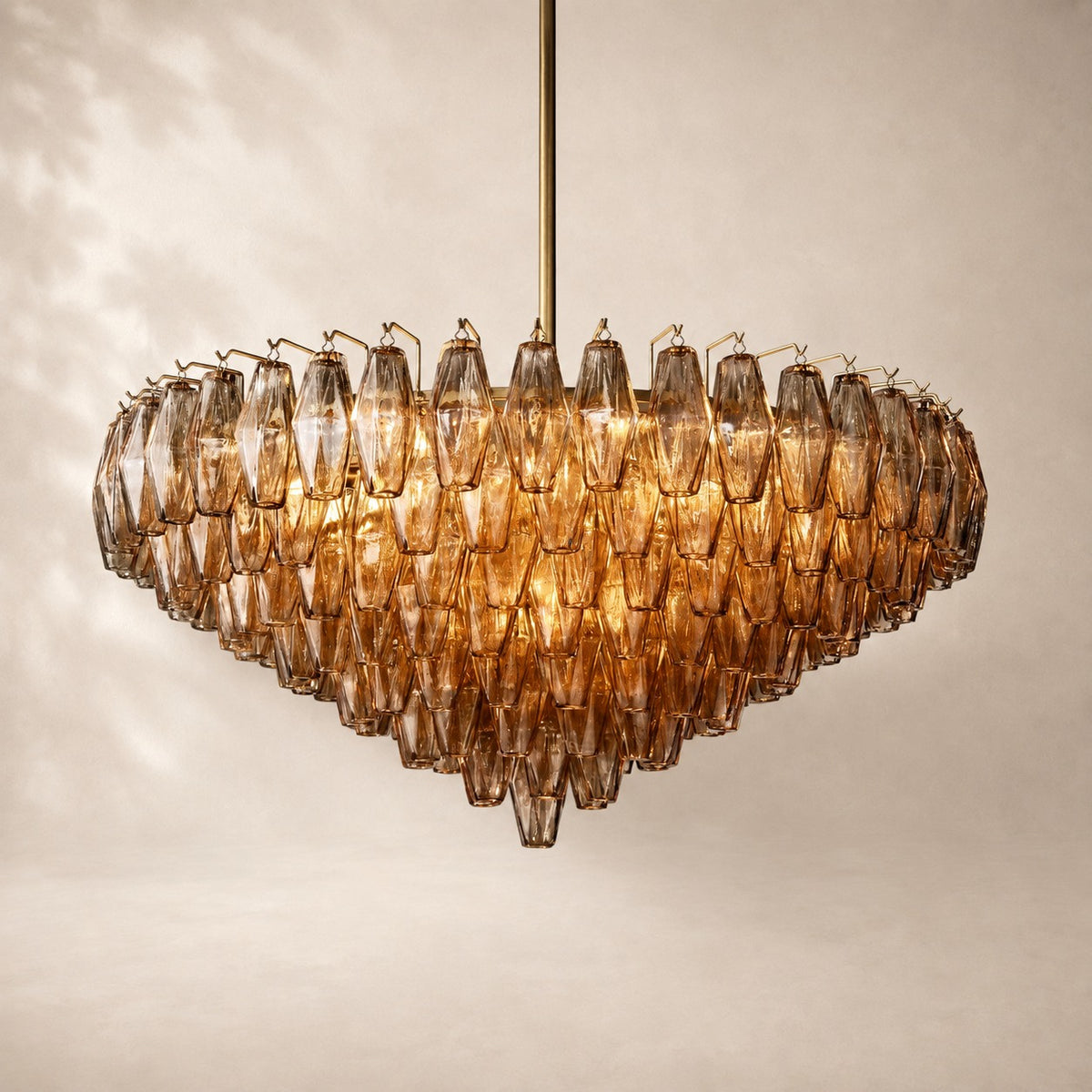 Chivara Amber Glass Tiered Round Chandelier 37"