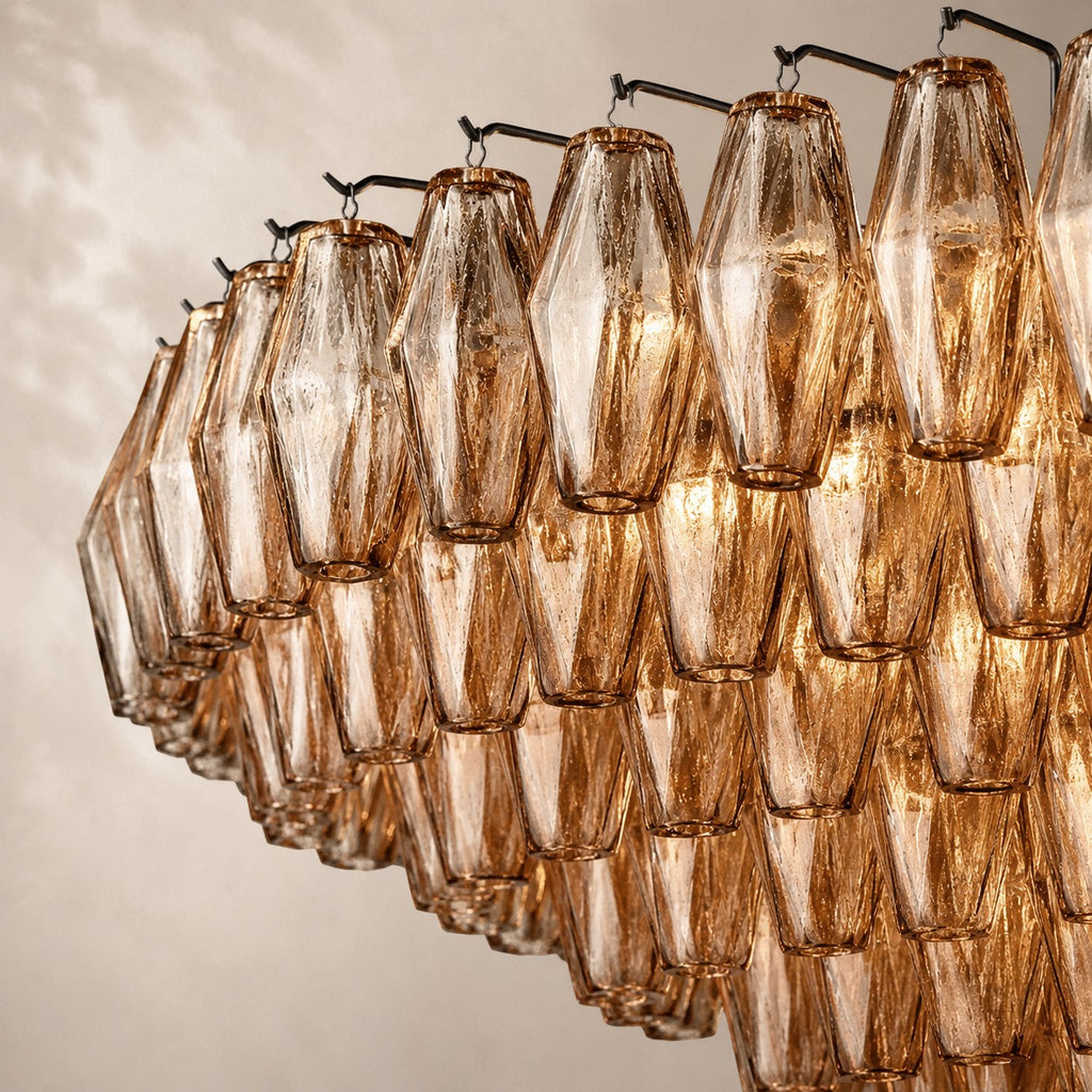 Chivara Amber Glass Tiered Round Chandelier 37"