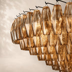 Chivara Amber Glass Tiered Round Chandelier 62"