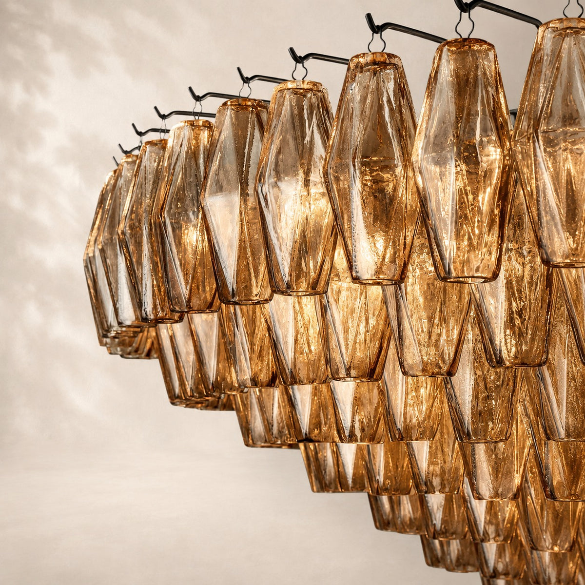 Chivara Amber Glass Tiered Round Chandelier 62"