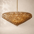 Chivara Amber Glass Tiered Round Chandelier 62"