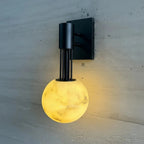 Dark Steel Alabaster Globe Wall Sconce