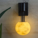 Dark Steel Alabaster Globe Wall Sconce