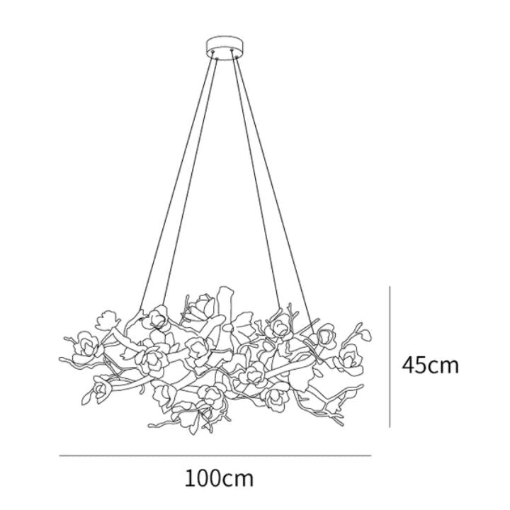 Noir Ceramic Bloom Round Branch Chandelier