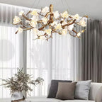 Noir Ceramic Bloom Round Branch Chandelier