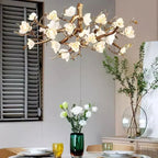 Noir Ceramic Bloom Round Branch Chandelier