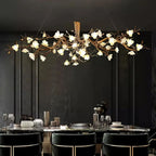 Noir Ceramic Bloom Round Branch Chandelier