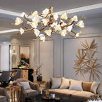 Noir Ceramic Bloom Round Branch Chandelier