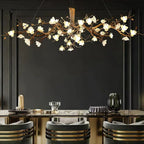 Noir Ceramic Bloom Round Branch Chandelier