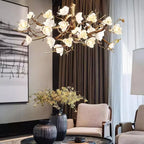Noir Ceramic Bloom Round Branch Chandelier