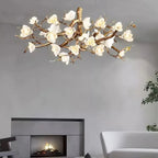 Noir Ceramic Bloom Round Branch Chandelier