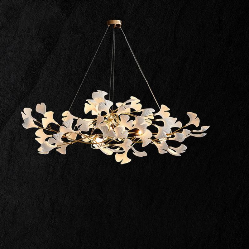 Ceramic Ginkgo Leaf Linear Branch Chandelier A
