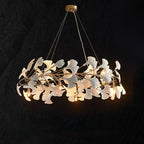 Ceramic Ginkgo Leaf Circle Branch Chandelier