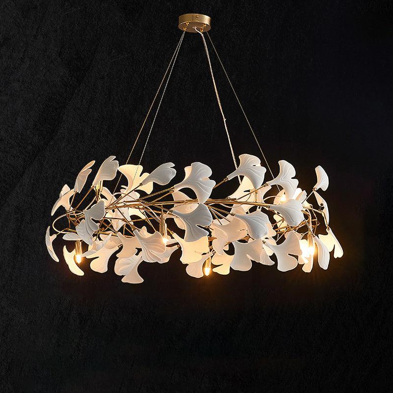 Ceramic Ginkgo Leaf Circle Branch Chandelier