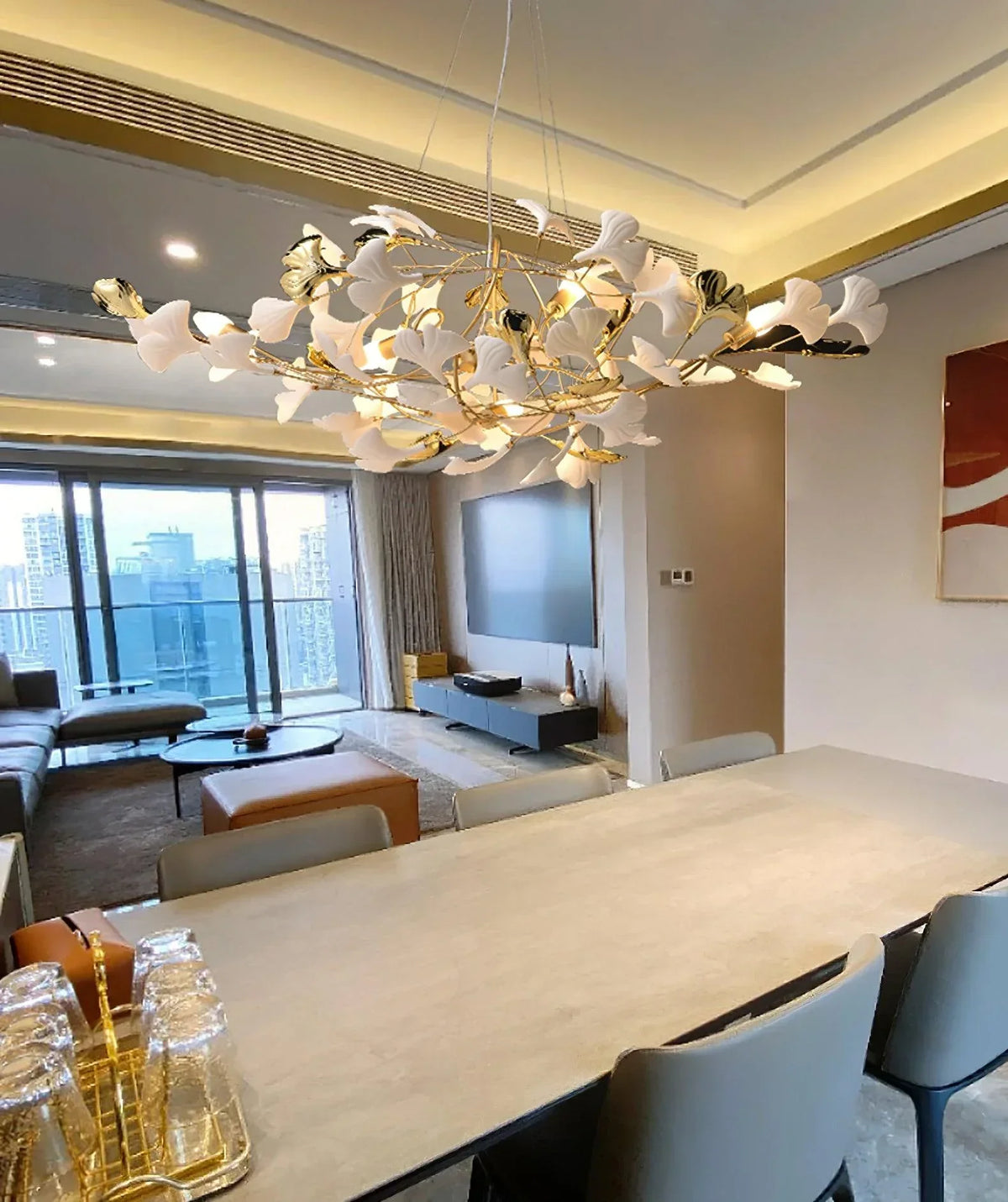 Ceramic Gingko Chandelier B - ebuylight