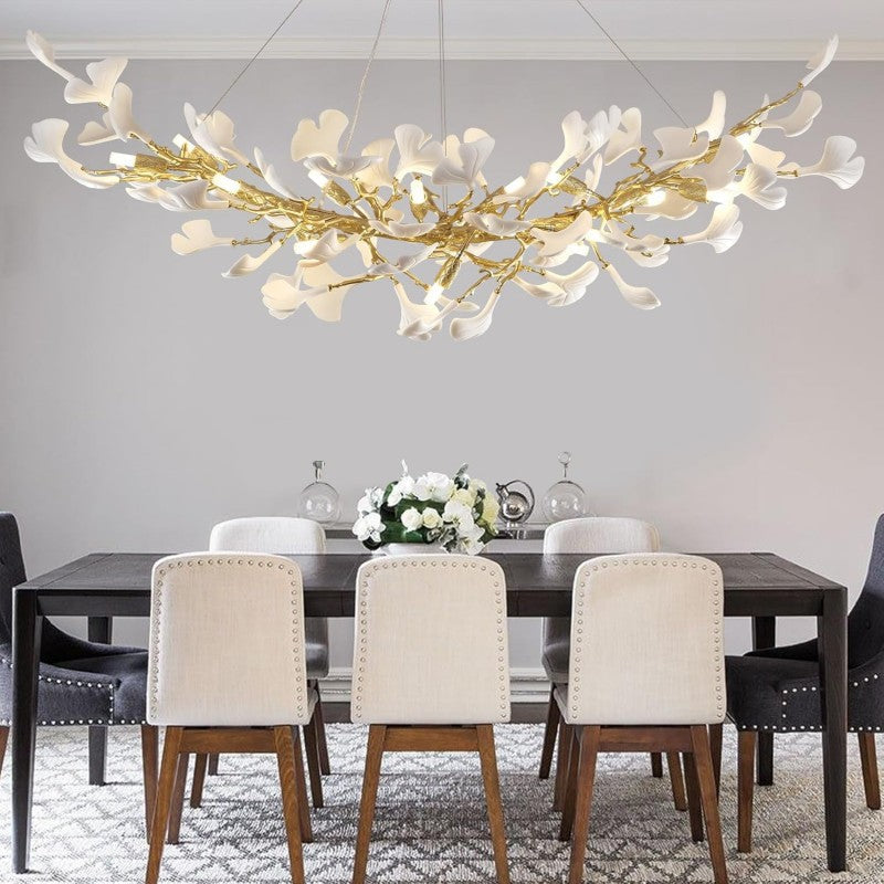 Modern Ceramic Ginkgo Leaf  Branch Chandelier
