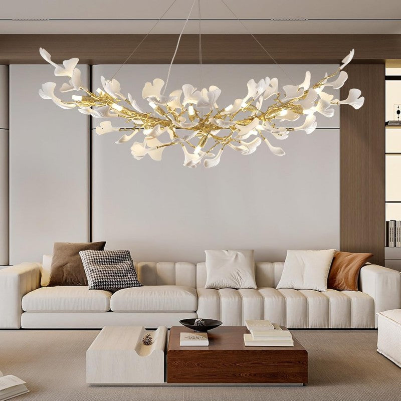 Modern Ceramic Ginkgo Leaf  Branch Chandelier