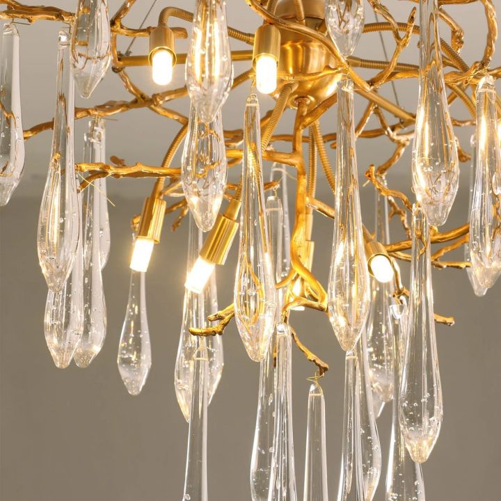 Ice drop Crystal Luxury Round Branch Chandelier