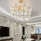 Ice drop Crystal Luxury Round Branch Chandelier