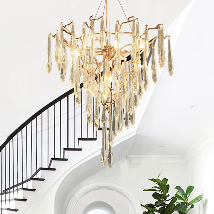 Ice drop Crystal Luxury Round Branch Chandelier