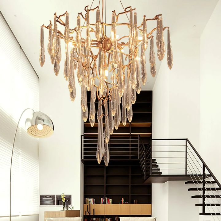 Ice drop Crystal Luxury Round Branch Chandelier