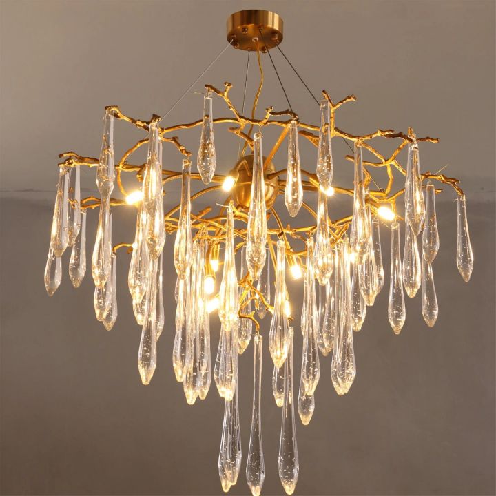 Ice drop Crystal Luxury Round Branch Chandelier