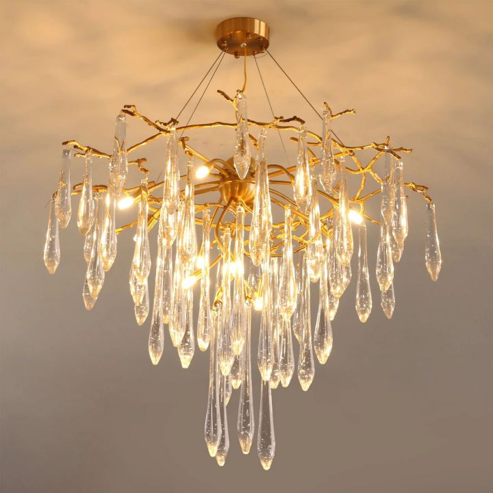 Ice drop Crystal Luxury Round Branch Chandelier