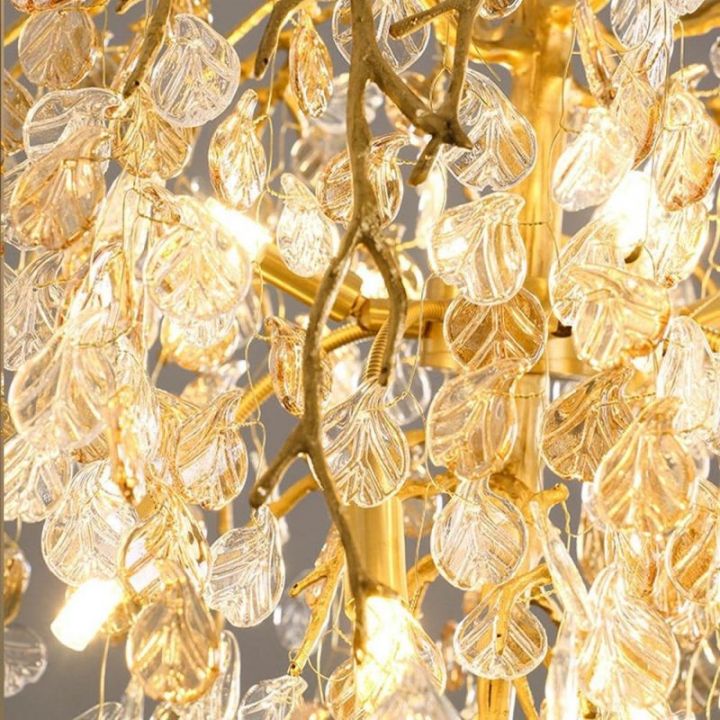 Glass Leaves Branch Chandelier