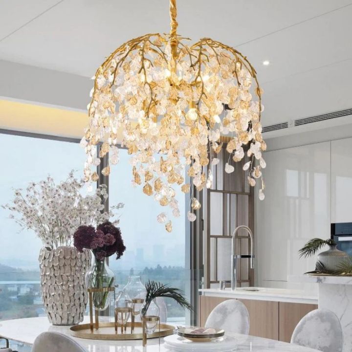 Glass Leaves Branch Chandelier