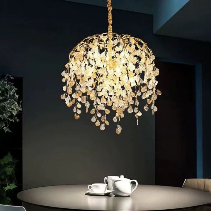 Glass Leaves Branch Chandelier
