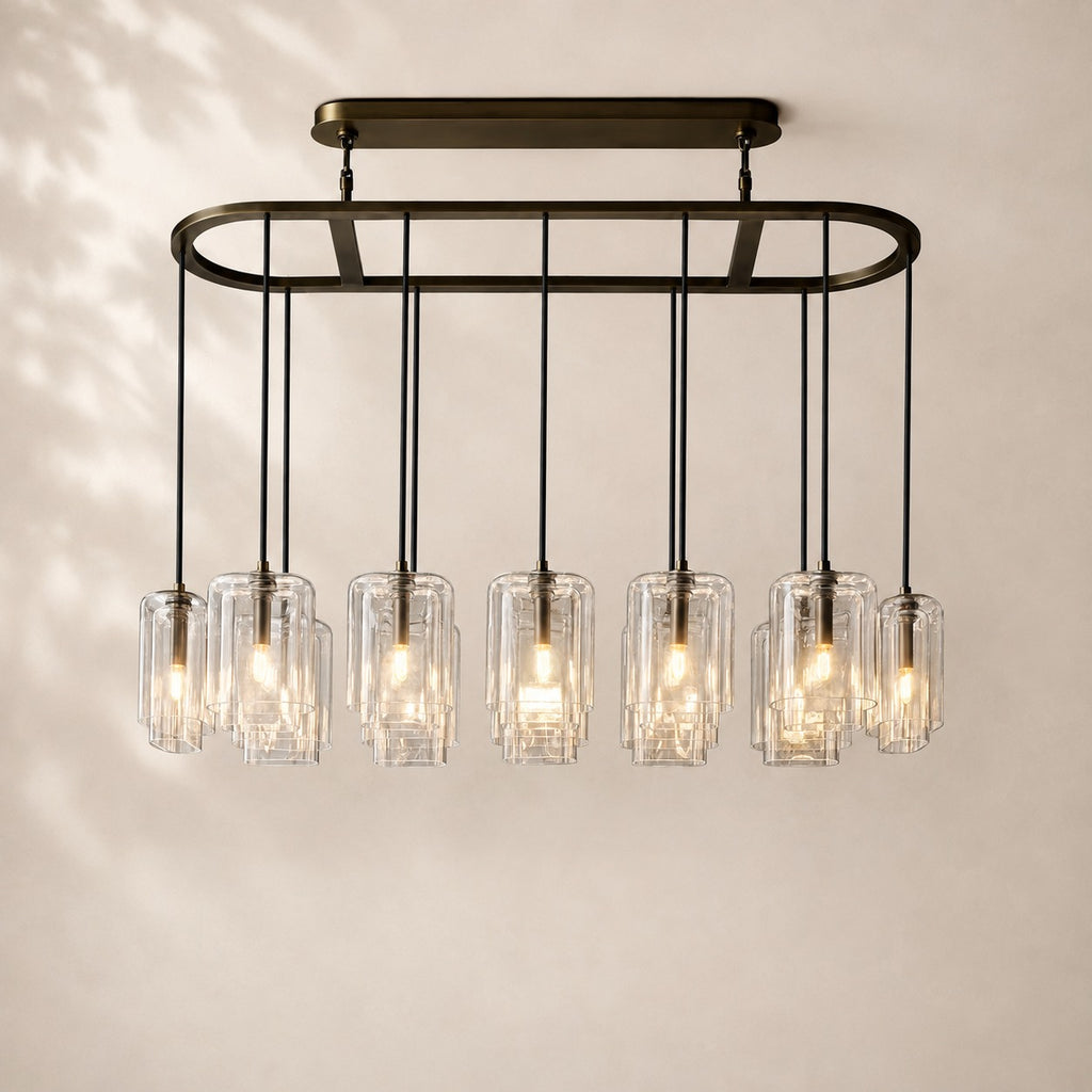 Lacelle Glass Linear Chandelier 54"