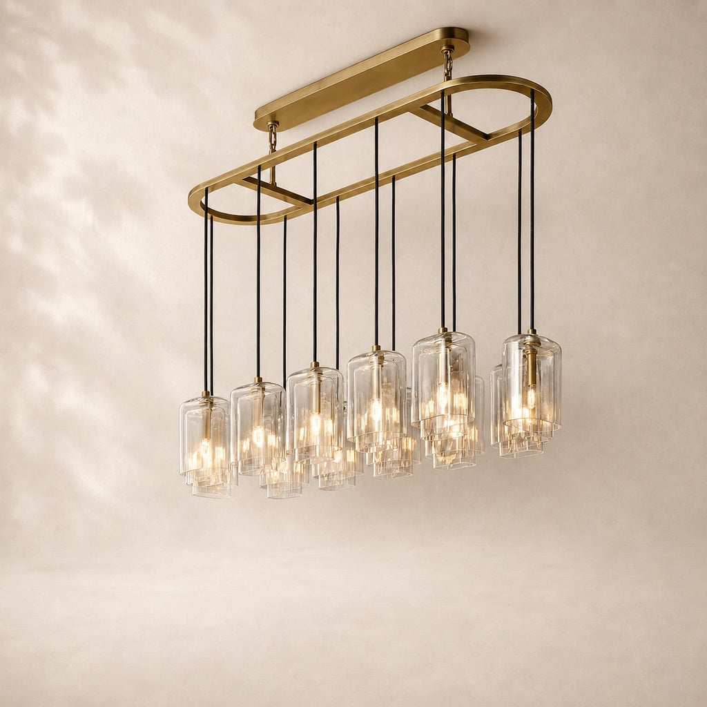 Lacelle Glass Linear Chandelier 54"
