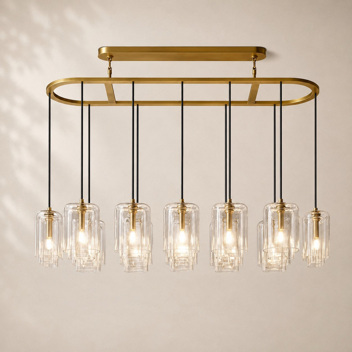 Lacelle Glass Linear Chandelier 54"