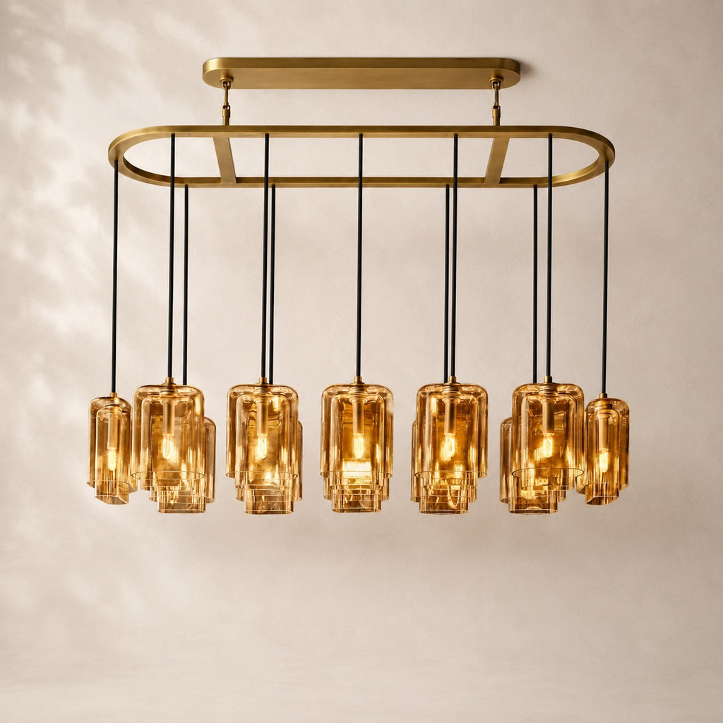 Lacelle Glass Linear Chandelier 54"