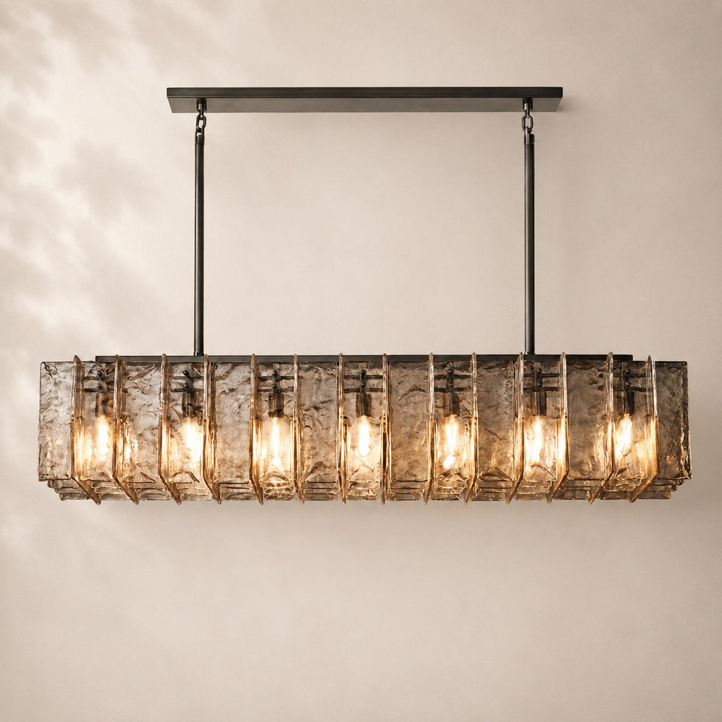 Latique Glass Rectangular Chandelier 49"