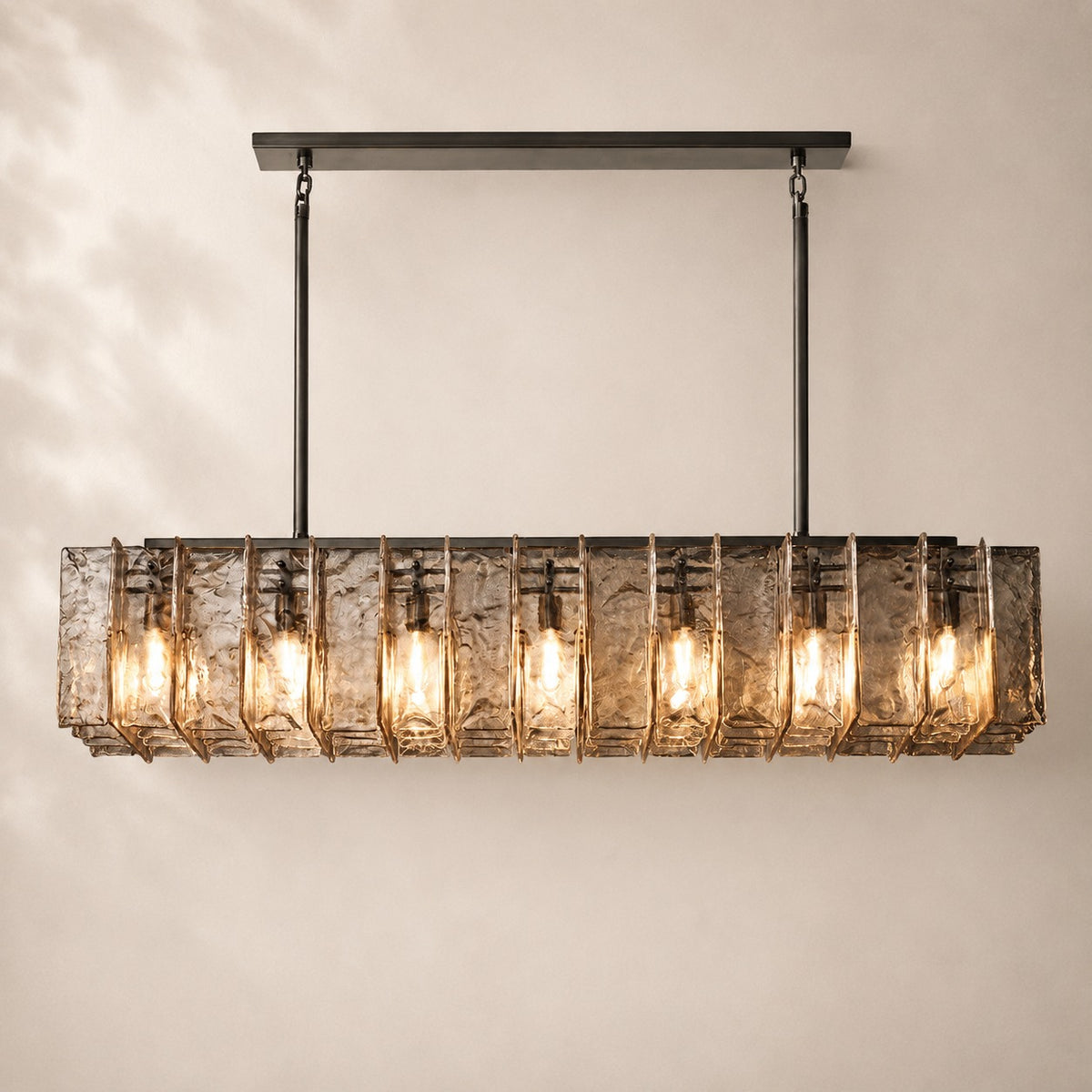Latique Glass Rectangular Chandelier 49"