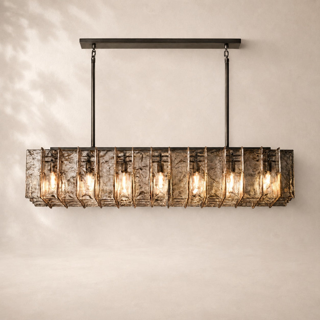 Latique Glass Rectangular Chandelier 49"