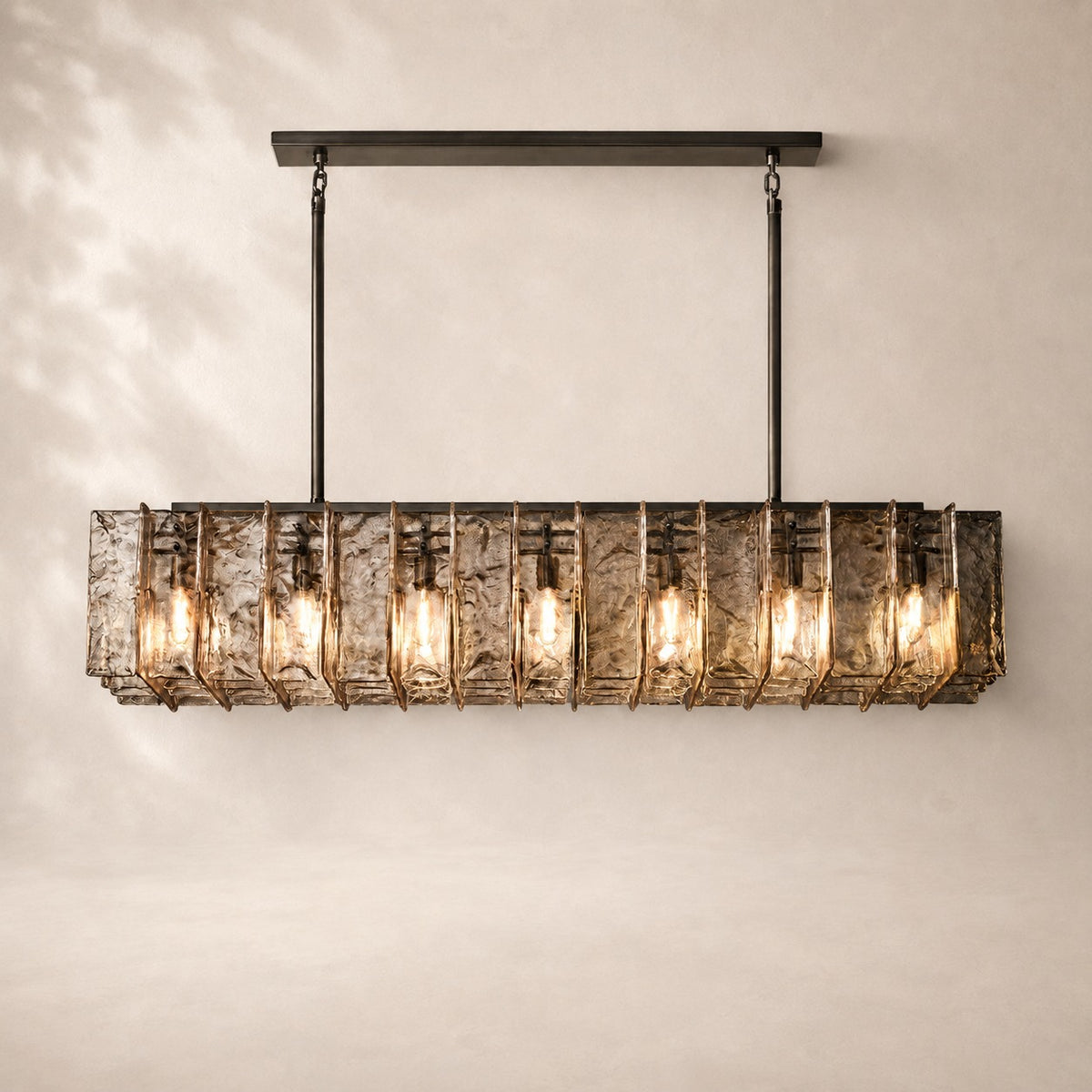 Latique Glass Rectangular Chandelier 49"