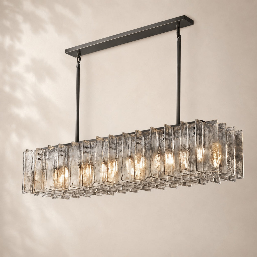 Latique Glass Rectangular Chandelier 49"