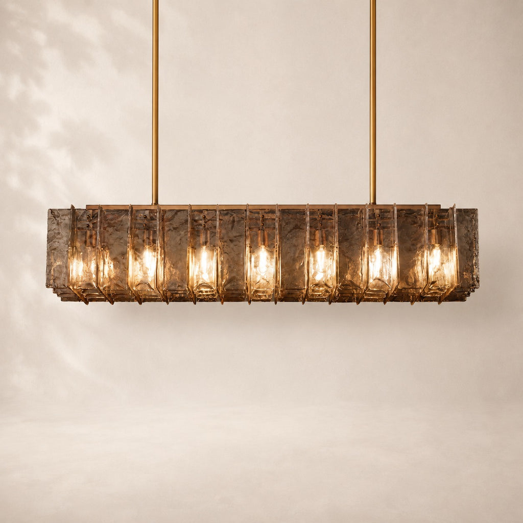 Latique Glass Rectangular Chandelier 67"