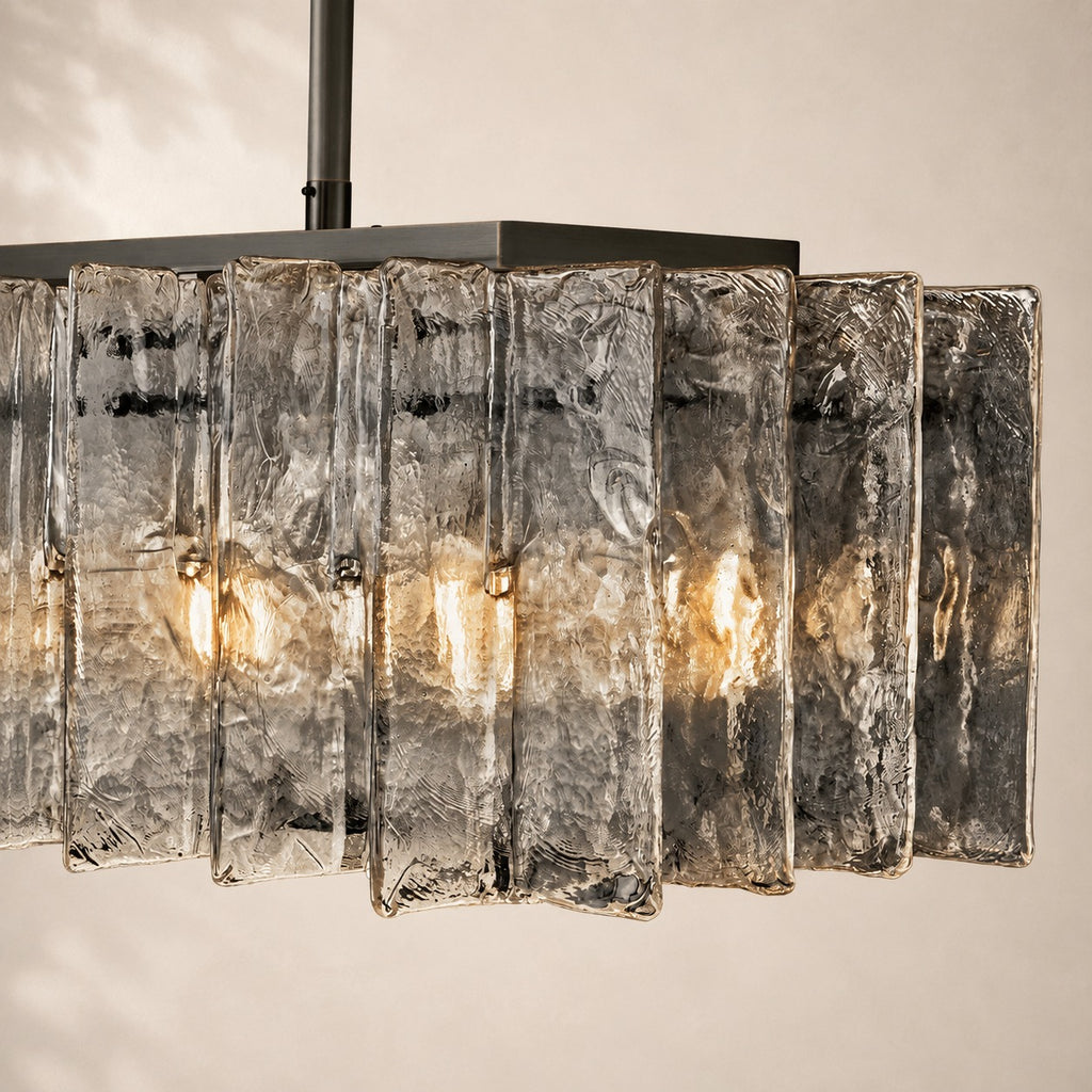 Latique Glass Rectangular Chandelier 67"