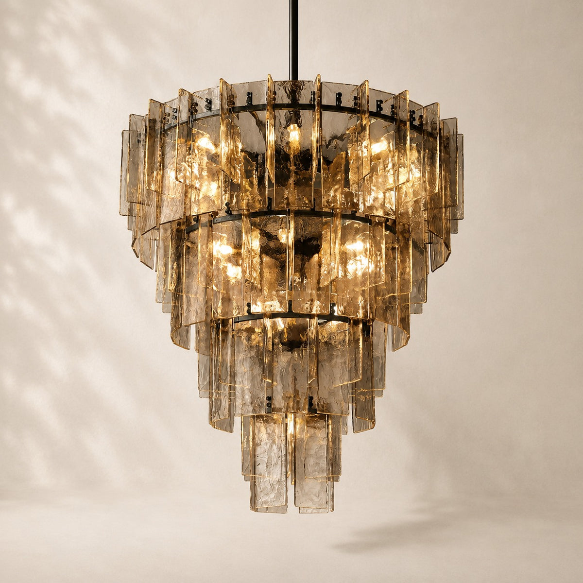 Latique Glass Tiered Round Chandelier 47"