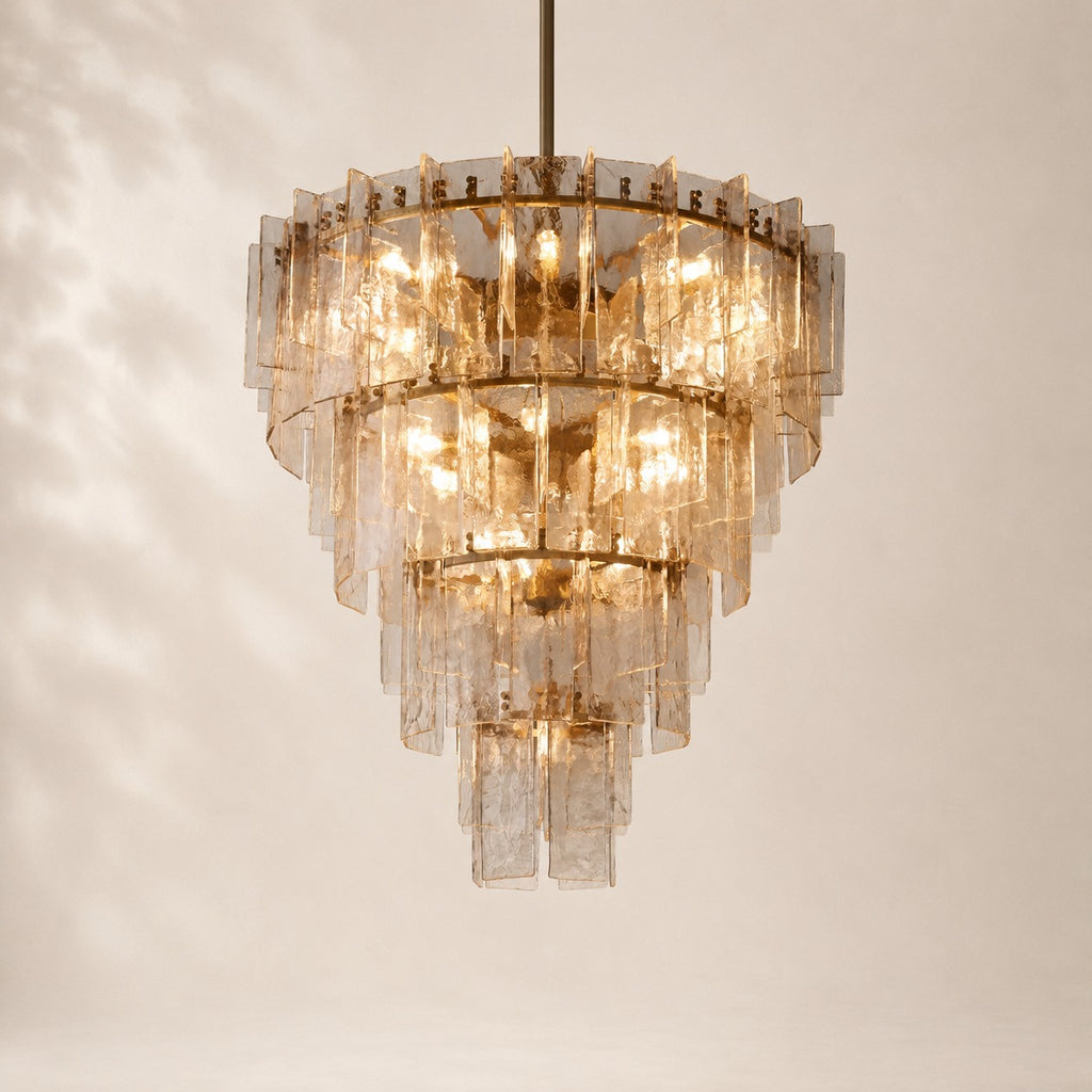 Latique Glass Tiered Round Chandelier 47"