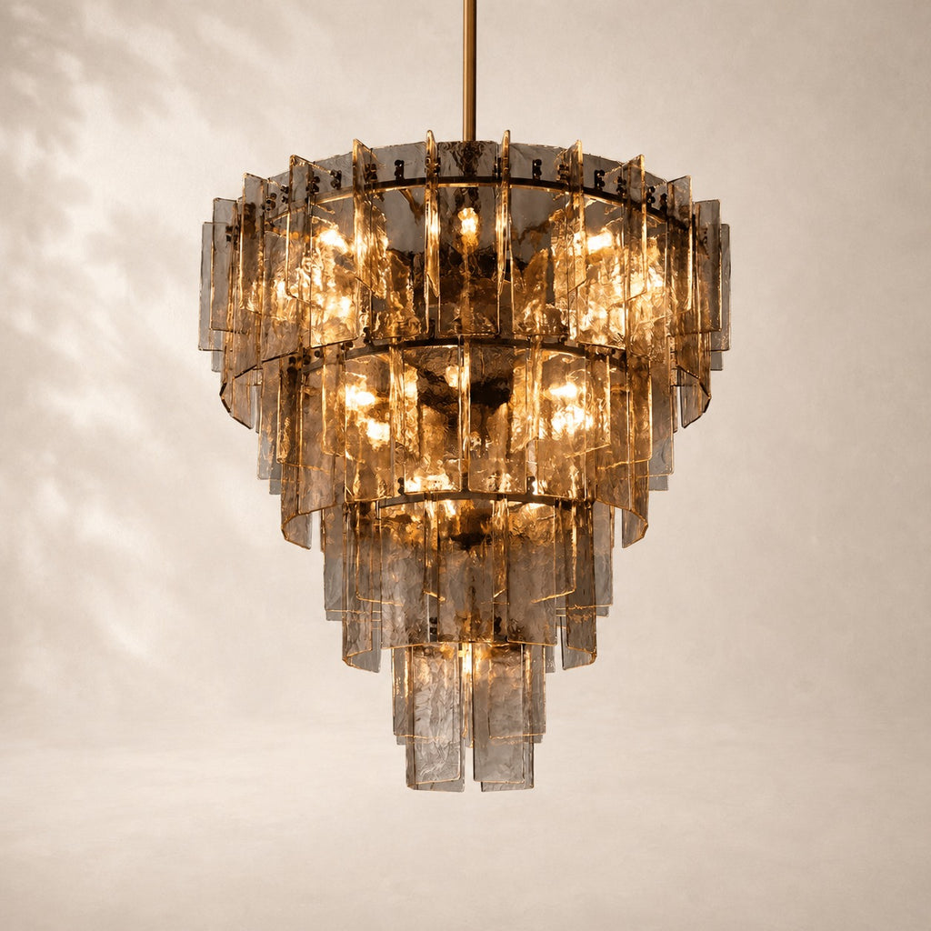 Latique Glass Tiered Round Chandelier 47"