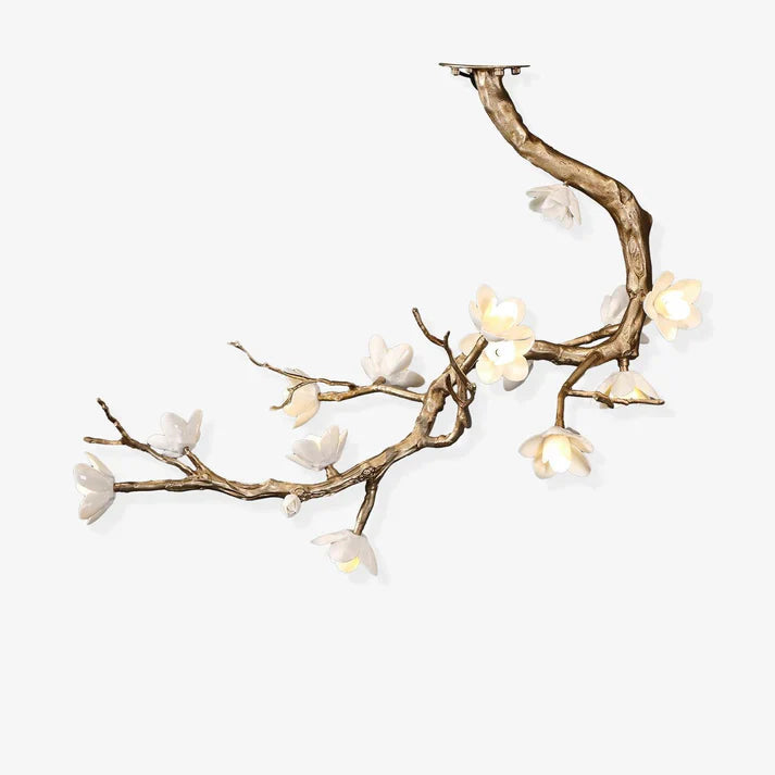 Noir Twisted Branch Ceramic Bloom Chandelier L31.5''