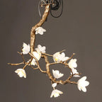Noir Twisted Branch Ceramic Bloom Chandelier L31.5''