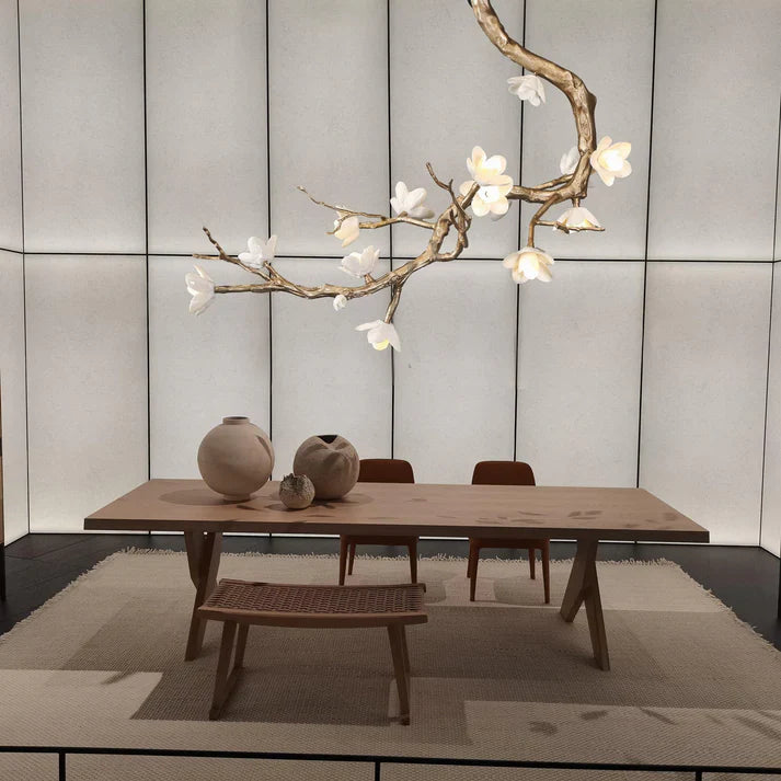 Noir Twisted Branch Ceramic Bloom Chandelier L31.5''